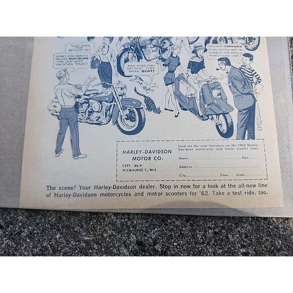 Vtg 1962 Harley- Davidson Motorcycle Fun-O-Rama Original Print Ad Ephemera - Picture 4 of 4